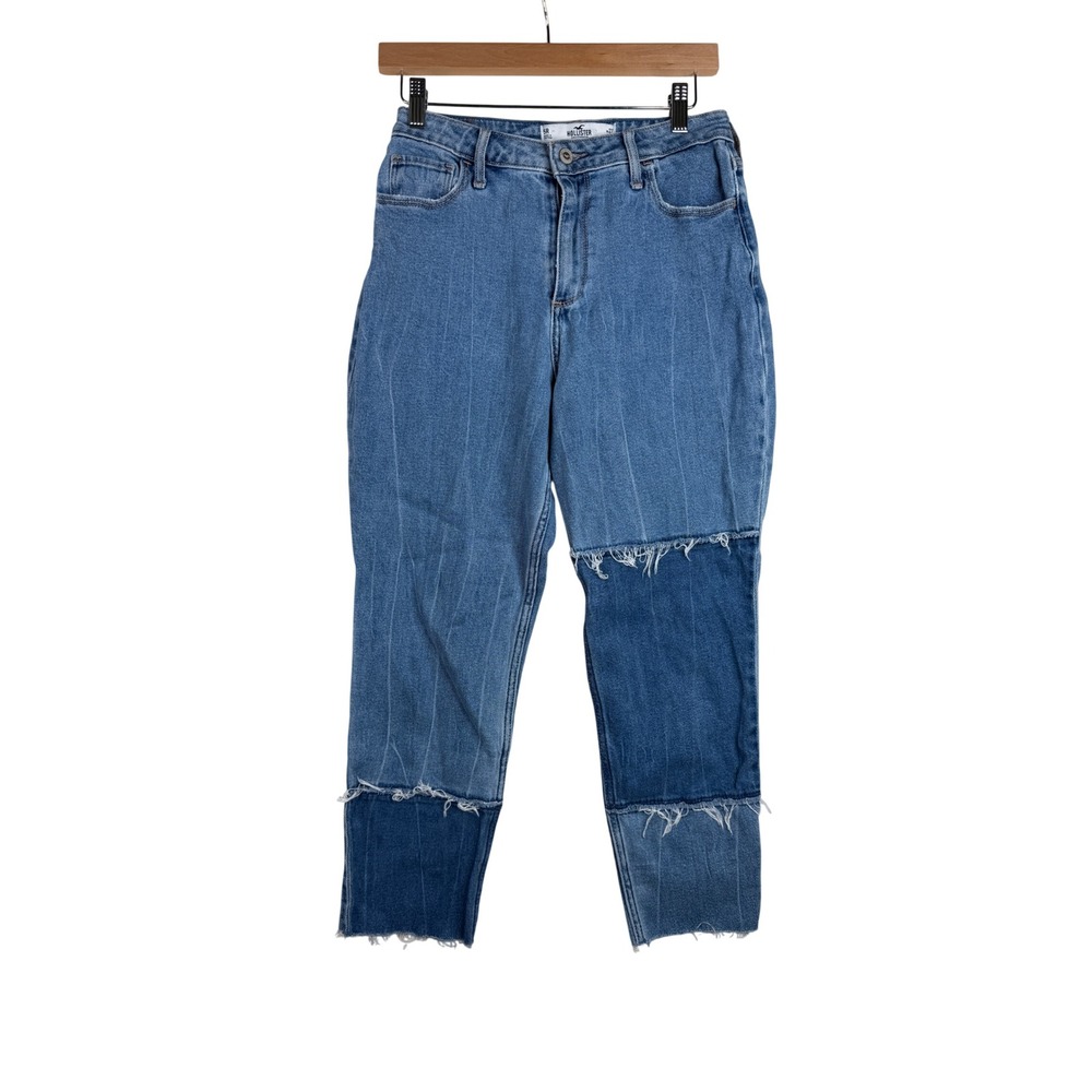 Hollister Curvy High Rise Mom Jeans size 5R/27 Two tone Blue